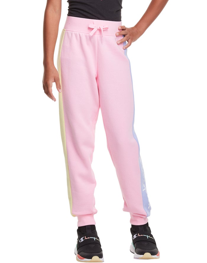 Champion Girls Joggers NZ - Colorblock Fleece Pink ( 9531-AIXBW )